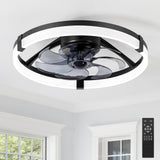 20 Inch Modern Flush Mount Ceiling Fan with Lights, Remote Control Low Profile Ceiling Fan for Bedroom, Quiet Reversible DC Motor, Dimmable LED