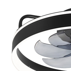 20 inch Black Caged Ceiling Fans with Lights, Low Profile Flush Mount Enclosed Ceiling Fan Remote Control, Reversible DC Motor, Modern Bladeless Ceiling Fan with Led Light for Bedroom