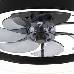 20 inch Black Caged Ceiling Fans with Lights, Low Profile Flush Mount Enclosed Ceiling Fan Remote Control, Reversible DC Motor, Modern Bladeless Ceiling Fan with Led Light for Bedroom