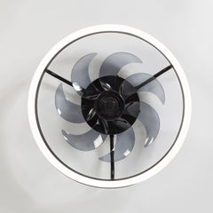 20 inch Black Caged Ceiling Fans with Lights, Low Profile Flush Mount Enclosed Ceiling Fan Remote Control, Reversible DC Motor, Modern Bladeless Ceiling Fan with Led Light for Bedroom