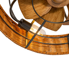 19-in Rattan Shade Low Profile Ceiling Fan with Remote Control(7-Blade)