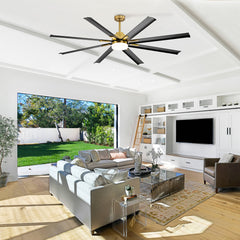 Large 72in Integrated LED Indoor Gold Ceiling Fan with Light and Remote Control Included