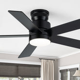 42-inch Flush Mount Ceiling Fan with 5 Reversible Blades, 18W LED Light, Quiet 6-Speed DC Motor, Remote Control & 3 Color Temps (3000K/4500K/6000K)