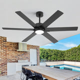 Modern 60" Ceiling Fan with LED Light, Remote Control, Quiet DC Motor, 6-Speed Reversible Fan, Dimmable Lighting, Timer for Bedroom