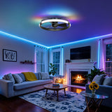 Delvessa 24-Inch Low Profile RGB Ceiling Fan With Dimmable Light