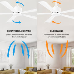 52 in. 6-Speed Indoor Black Ceiling Fans with Remote without Light,5" Downrod Included