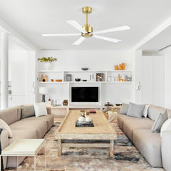 52 in. 6-Speed Indoor Black Ceiling Fans with Remote without Light,5" Downrod Included