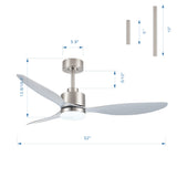 Aervon 52-Inch 3-Blade Ceiling Fan With Light