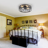 Brielle 20" Flush Mount Caged Ceiling Fan With Light & Remote