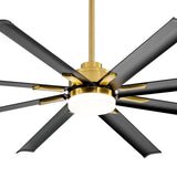 Large 72in Integrated LED Indoor Gold Ceiling Fan with Light and Remote Control Included