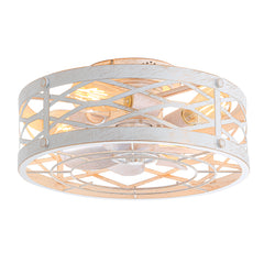 Cain 16.5-in Vintage Distressed White Low Profile Ceiling Fan with Remote Control(7-blade)