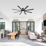 72-Inch 8-Blade Black Ceiling Fan with Light & Remote