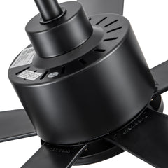 52 in. 6-Speed Indoor Black Ceiling Fans with Remote without Light,5" Downrod Included