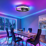 Delvessa 24-Inch Low Profile RGB Ceiling Fan With Dimmable Light