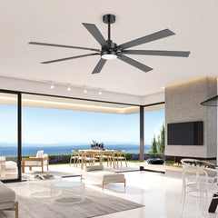 72" Modern LED Ceiling Fan with Remote, 7 Reversible Black/Dark Walnut Blades, Quiet DC Motor, 3-Color Light(3000K/4000K/600K), 6-Speed Reversible Airflow, Includes 6"/12"/24" Downrods for Large Rooms