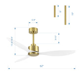 Aervon 52" Gold 3-Blade Ceiling Fan Without Light & Remote