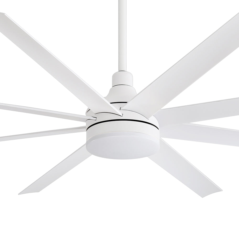 AeroSpan Lux 65-inch white 8-blade ceiling fan with white blades and minimalist modern design