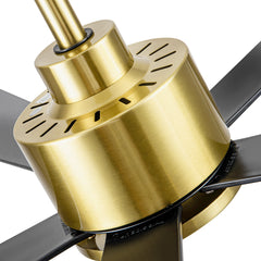 52 in. 6-Speed Indoor Black Ceiling Fans with Remote without Light,5" Downrod Included