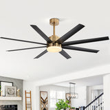 Annette 65 in. Integrated LED Indoor Gold Black-Blade Ceiling Fans with Light and Remote Control