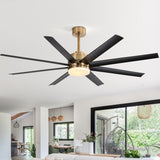 Annette 65 in. Integrated LED Indoor Gold Black-Blade Ceiling Fans with Light and Remote Control