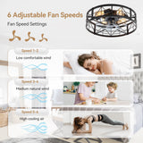 Brielle 20" Flush Mount Caged Ceiling Fan With Light & Remote