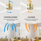 Aervon 52" Gold 3-Blade Ceiling Fan Without Light & Remote