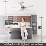 Neven 52-Inch Chrome 5-Blade Ceiling Fan With Light