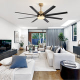 Annette 65 in. Integrated LED Indoor Gold Black-Blade Ceiling Fans with Light and Remote Control