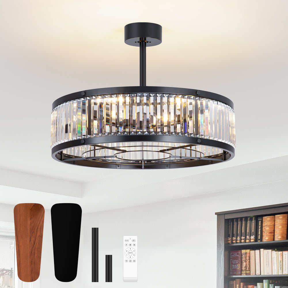 28 Inch Caged Ceiling Fan with Light & Remote Control