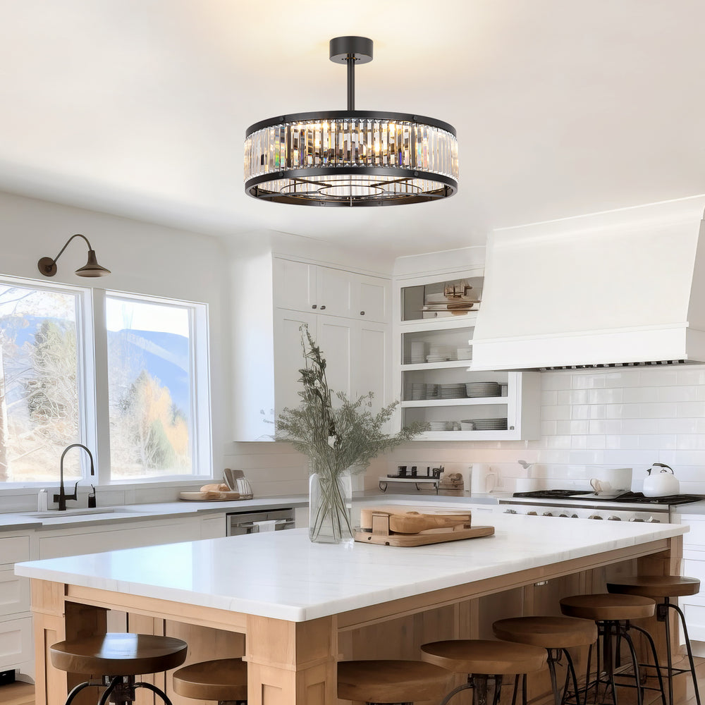 28 Inch Caged Ceiling Fan with Light & Remote Control