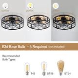 Brielle 20" Flush Mount Caged Ceiling Fan With Light & Remote