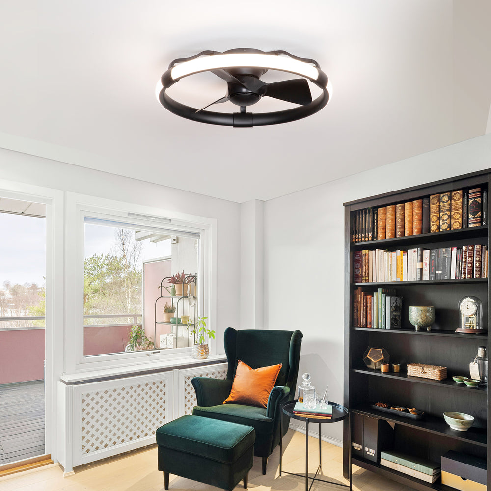Delvessa 24-Inch Low Profile RGB Ceiling Fan With Dimmable Light