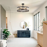28 Inch Caged Ceiling Fan with Light & Remote Control