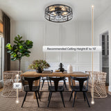 Brielle 20" Flush Mount Caged Ceiling Fan With Light & Remote