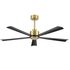 52 in. 6-Speed Indoor Black Ceiling Fans with Remote without Light,5" Downrod Included