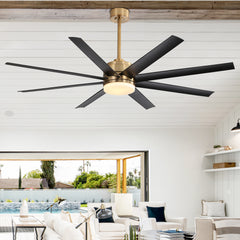 Annette 65 in. Integrated LED Indoor Gold Black-Blade Ceiling Fans with Light and Remote Control