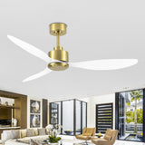52-Inch Ceiling Fan without Light, 3 ABS Blades, Remote Control with 6 Speeds, Reverse Function, Timer, Quiet DC Motor, Includes 5" & 10" Downrods, Ideal for Dining, Bedroom, and Living Room
