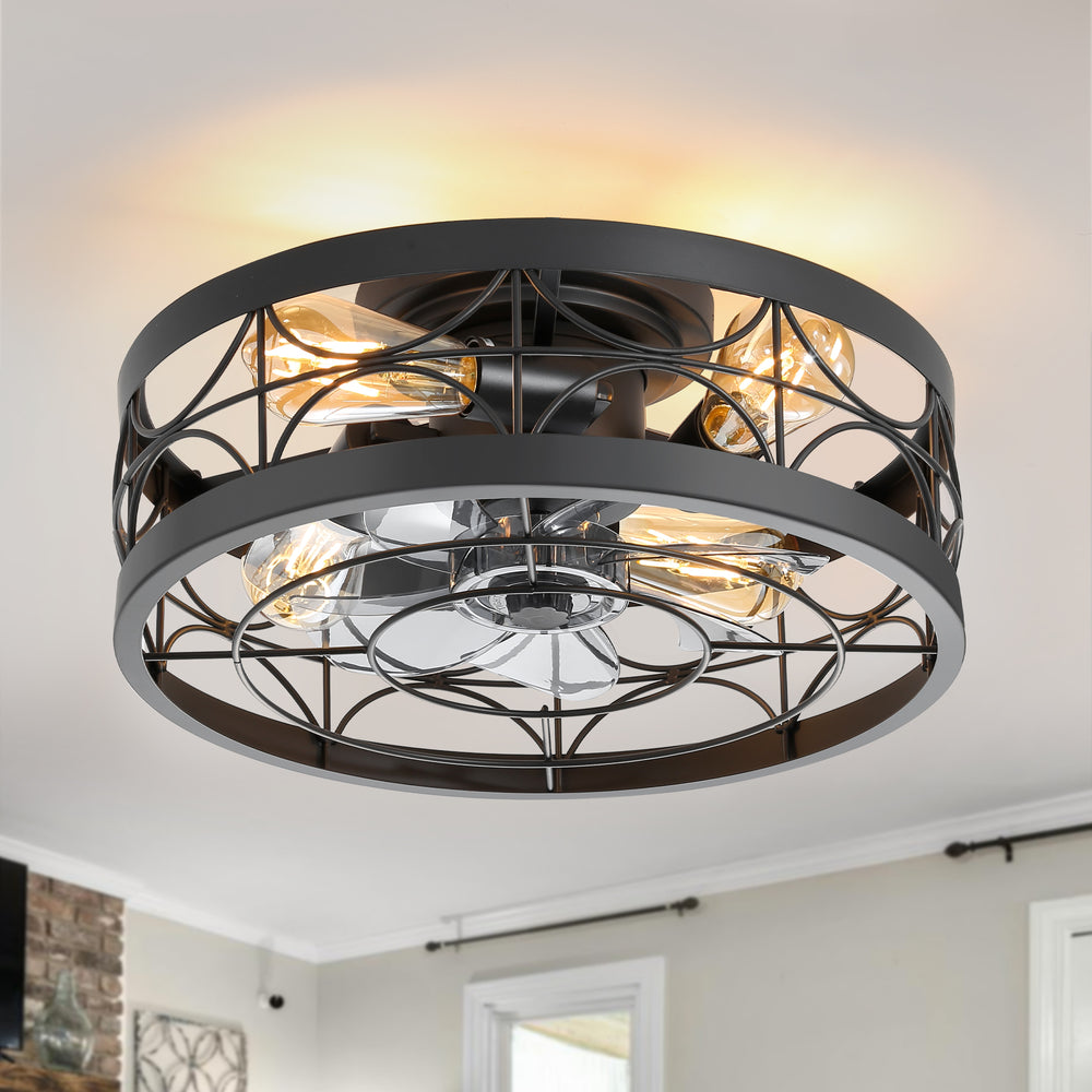 16.5-in Black Low Profile Ceiling Fan with Remote Control(7-blade)