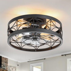 16.5-in Black Low Profile Ceiling Fan with Remote Control(7-blade)