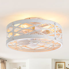 Cain 16.5-in Vintage Distressed White Low Profile Ceiling Fan with Remote Control(7-blade)