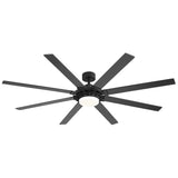 72-Inch 8-Blade Black Ceiling Fan with Light & Remote