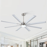 72-Inch Modern Ceiling Fan with Remote, Reversible Powerful DC Motor, 8 Aluminum Blades, 6-Speed, Dual Downrods(7“&24”), LED Light Kit with 3 Color Temps(3000K/4500K/6000K), Black/Gold Black/White/Gold White Finish for Large Room