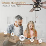 Brivane 52" Hugger Ceiling Fan With Light & Pull Chain