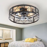Brielle 20" Flush Mount Caged Ceiling Fan With Light & Remote