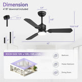 Caselle 42" 3-Blade Ceiling Fan With LED Light & Remote