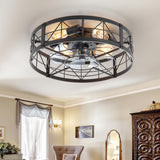 Brielle 20" Flush Mount Caged Ceiling Fan With Light & Remote