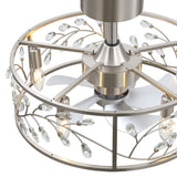 20 Inch Caged Ceiling Fan with Light, Satin Nickel Ceiling Fan with Remote,Compatible with 5*E12 Base Bulbs(Not Included), Quiet DC Motor, 6-Speed Remote Control, Reversible Airflow, Includes 6” & 10” Downrods