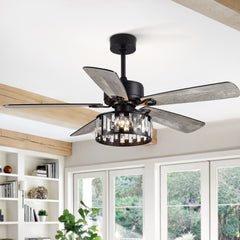 52-in 5 Reversible Blades Crystal Indoor Ceiling Fan With Remote Control and Light Kit Included