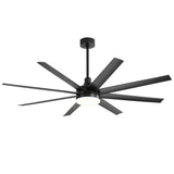 AeroSpan Lux 65-inch black 8-blade ceiling fan with long downrod and overall design