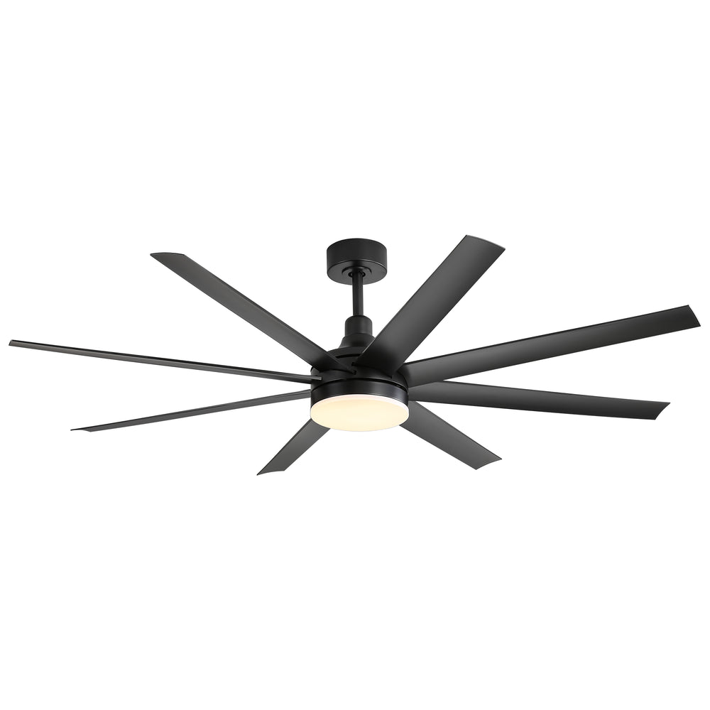 AeroSpan Lux 65-inch black 8-blade ceiling fan with minimalist modern design